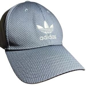 Adidas Grey Fitted Baseball Cap Size L/XL Mesh Fabric Logo on Front in White